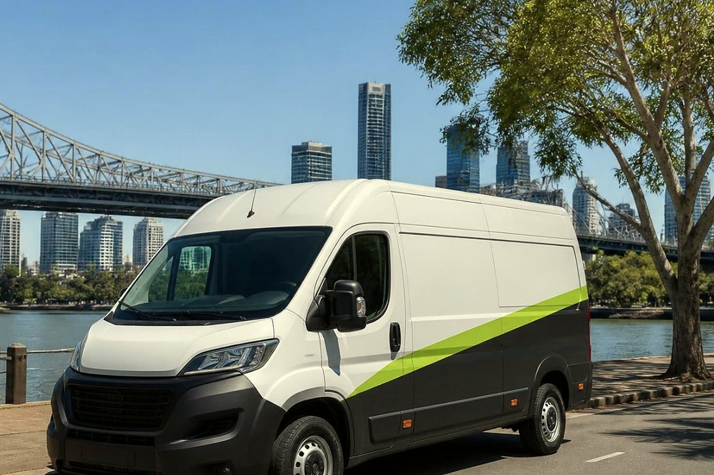 A marked service van parked on a Brisbane street